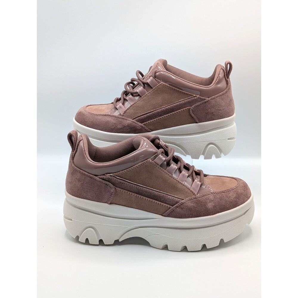 Madden Girl Bounce Shoes Women 8 Dusty Pink Faux Suede Platform Sneakers Lace Up